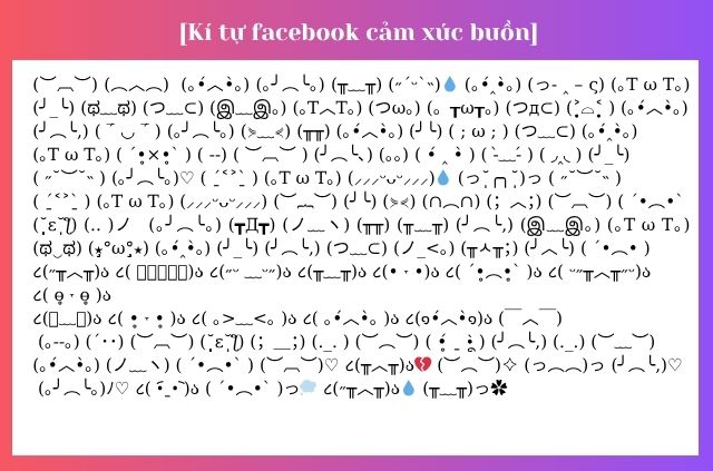 kí tự cảm xúc buồn