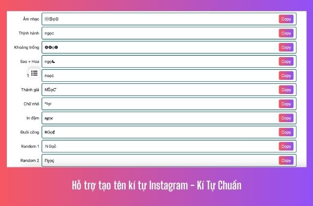 kí tự cho instagram