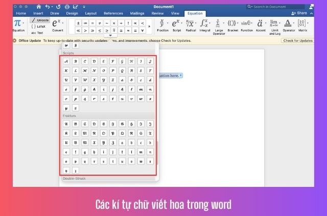 kí tự chữ hoa trong word