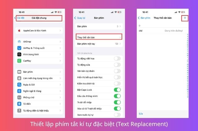 thiết lập phím tắt iphone