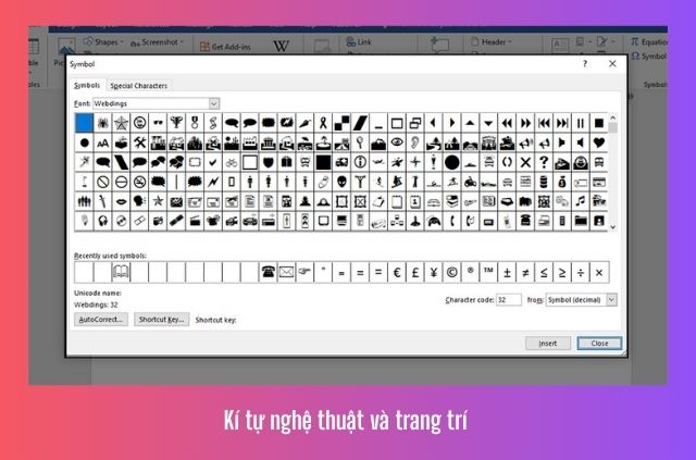 kí tự nghệ thuật word
