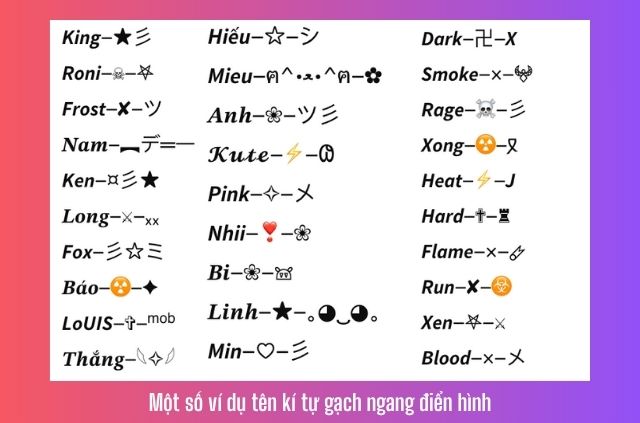 tên kí tự dấu gạch ngang