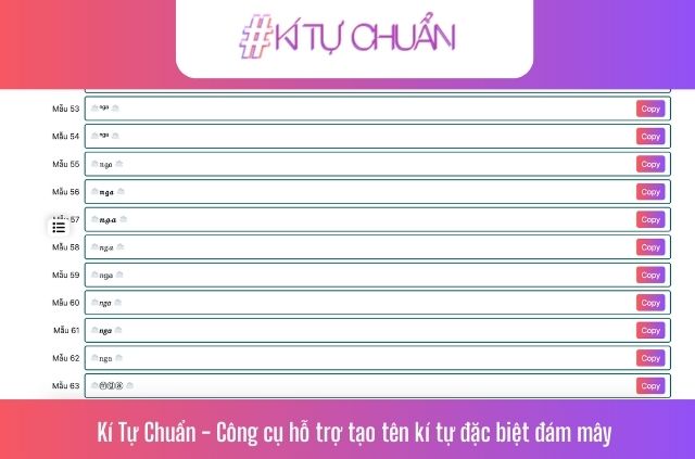 tool tạo tên kí tự