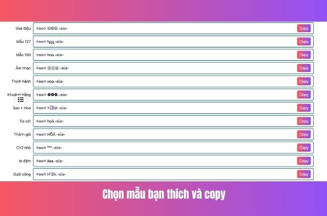 chọn mẫu tên kí tự hình cánh bướm
