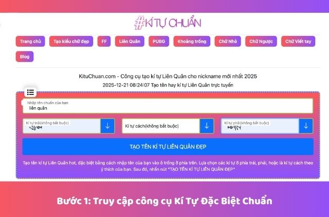 bước 1 đổi tên kí tự đặc biệt game liên quân