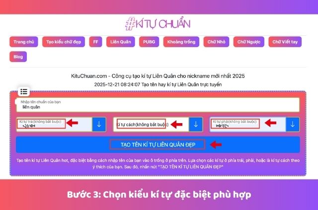 bước 3 đổi tên kí tự đặc biệt game liên quân