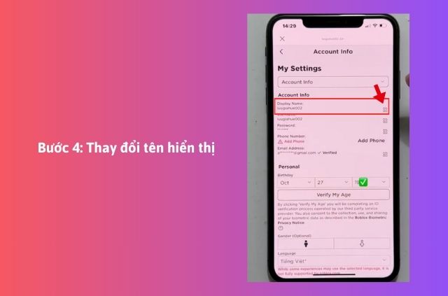 cách đặt tên kí tự trong roblox bước 4
