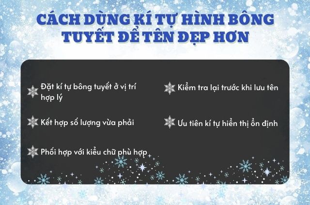 cách dùng kí tự hình bông tuyết