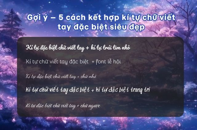 cách kết hợp kí tự chữ viết tay