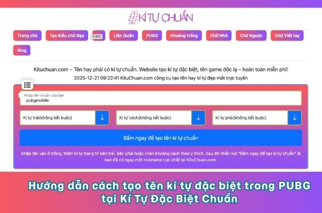 cách tạo tên kí tự đặc biệt game pubg