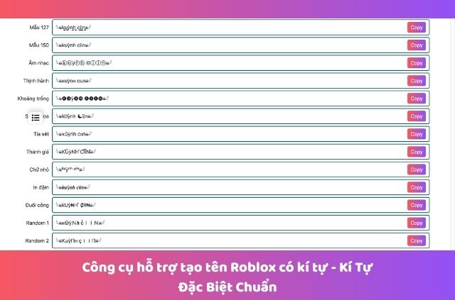 Công cụ giúp tạo tên Roblox có kí tự