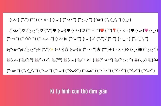 kí tự hình con thỏ đơn giản