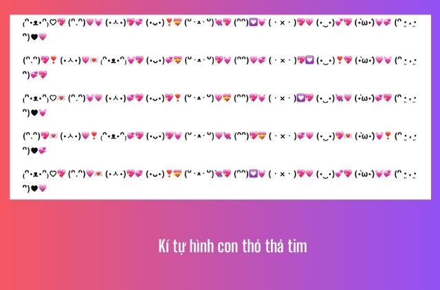 kí tự hình con thỏ thả tim