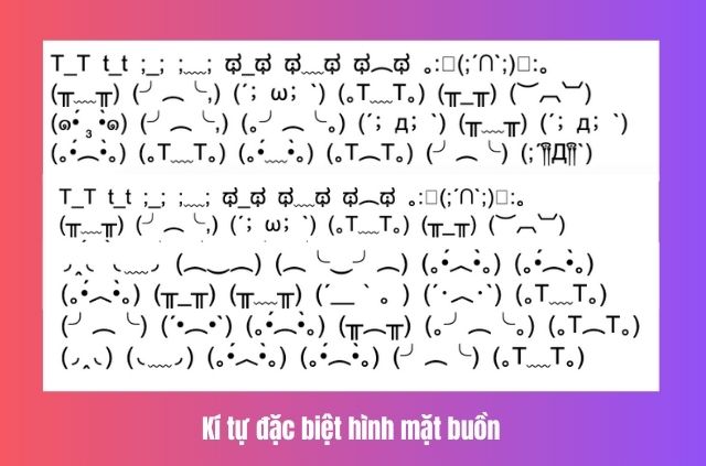 kí tự hình mặt buồn
