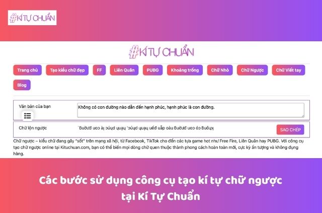 sử dụng công cụ kí tự chữ ngược đặc biệt