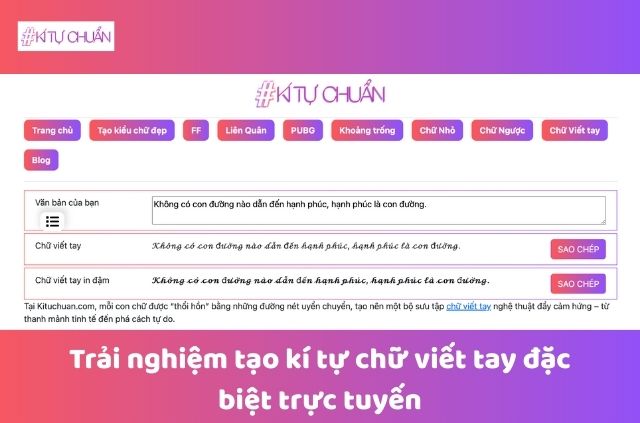 tạo kí tự đặc biệt kiểu chữ viết tay