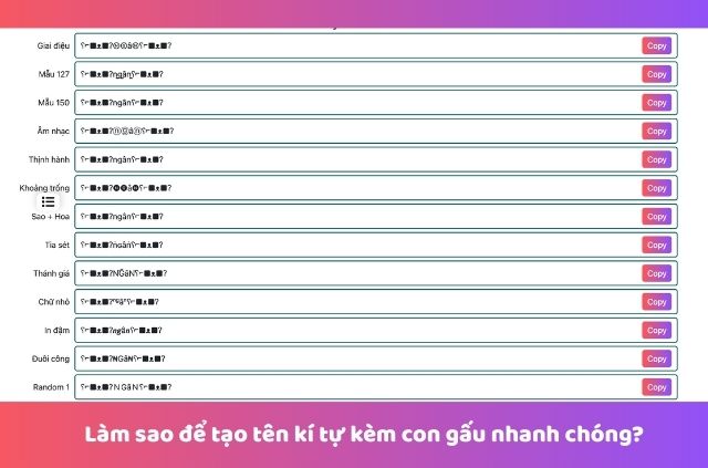 Cách tạo tên kí tự gấu nhanh chóng