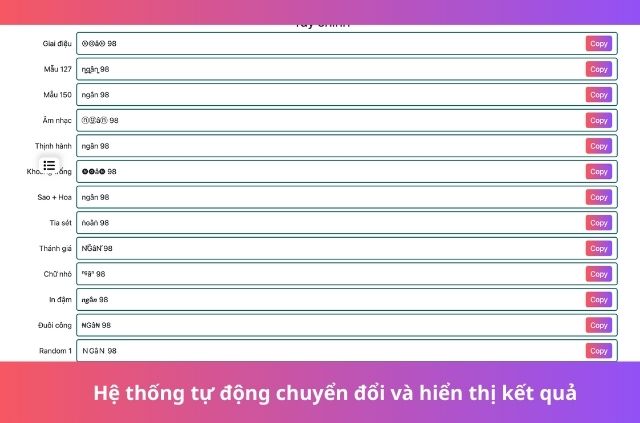 nhiều mẫu tên kí tự từ kí tự chuẩn