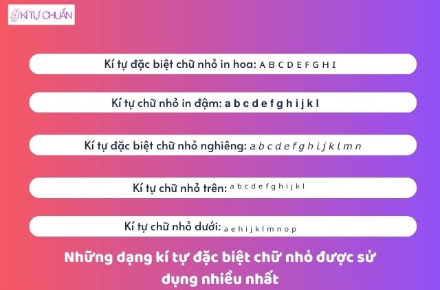 Dạng kí tự đặc biệt dạng chữ nhỏ
