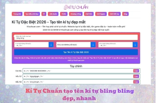 Tạo tên kí tự đặc biệt bling bling với Kí Tự Chuẩn